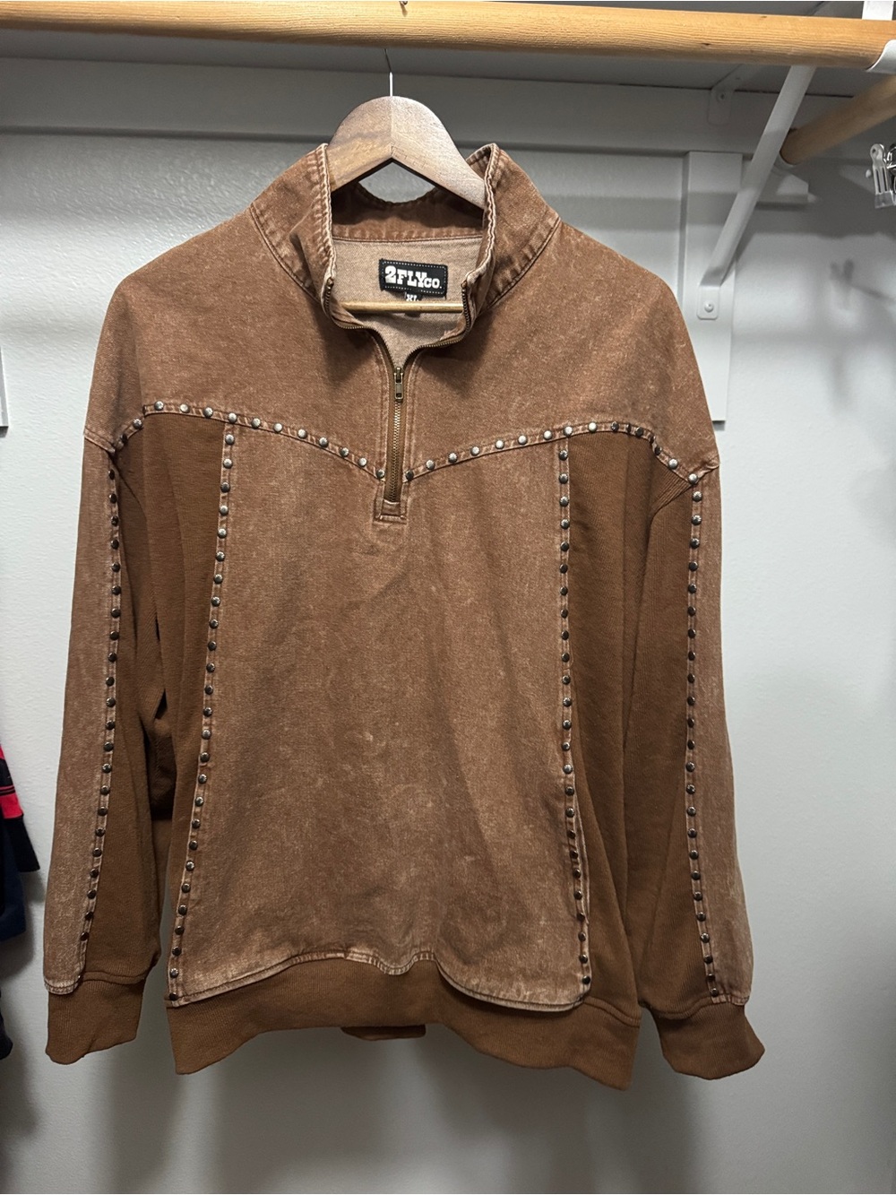 2 Fly brown denim pullover